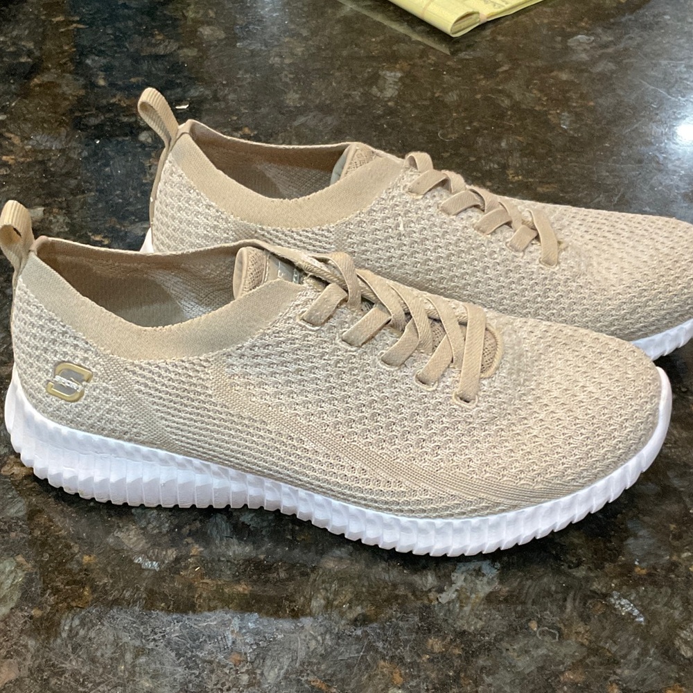 Skechers Women’s Eva Sport Tan Slip-in Sneakers with memory foam